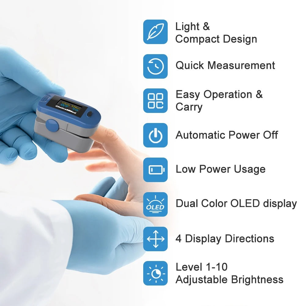 ChoiceMMed Finger Pulse Oximeter with OLED Display, Heart Rate and Blood Oxygen Monitor